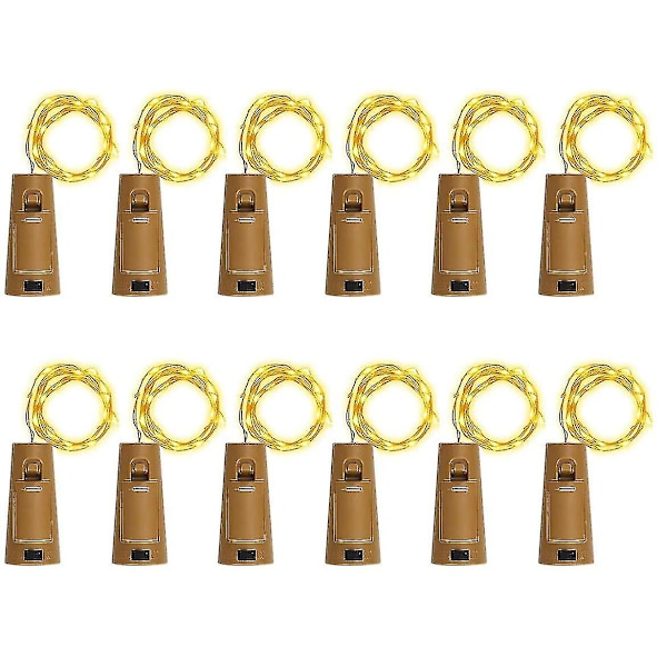 12 stk flaskelamper, korklamper til vinflasker, 2 m 20 LED-lamper