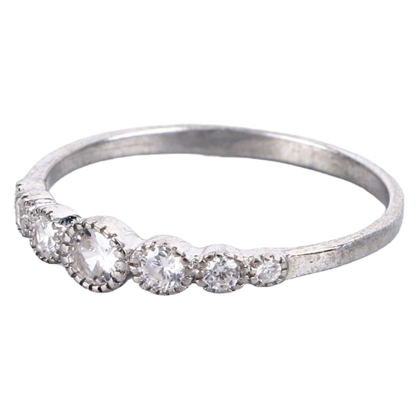 YQ Elegant Ball Edge Shiny Multi Zircon Sølv Ring for Forlovelse Daglig Bruk US Størrelse 6