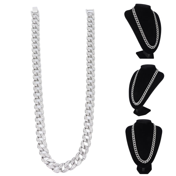 YQ Kubansk kedja legering fashionabla utsökta strass halsband smycken accessoar present till män kvinnor 24 tum