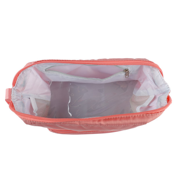 Meikkikosmetiikkalaukku nylon iso aukkomuoto suuri tilavuus multi kaksikerroksinen meikkipussi vaaleanpunainen pieni