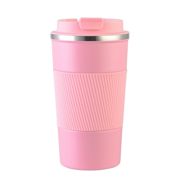 New 304 stainless steel coffee cup portable double-layer vacuum insulated cup business gift cup sports accompanying water cup 380ml Pink