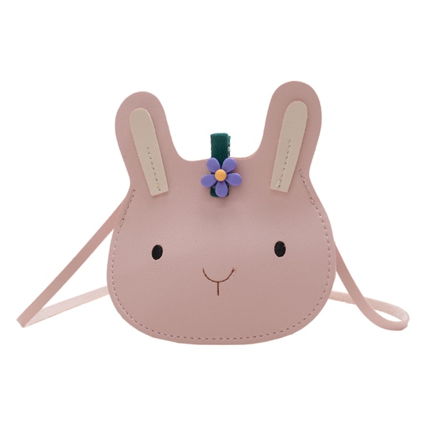 Mini skuldertaske med justerbar rem tegneserie kaninform møntpung Børnehåndtaske til små piger Rund Pink Gratis størrelse