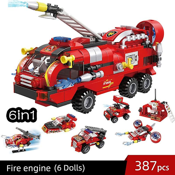 Stad Brandstation Model Byggeklodser Bil Helikopter Konstruktion Brandmand Mand Lastbil Oplys Stene Legetøj Til Børn Kid db 387pcs uden æske