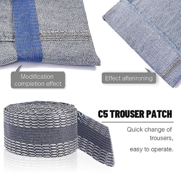 Självhäftande tejp för byxor Benfåll Uppläggning Sömnadstejp Stryktejp Byxor Jeans Kläder Längd Förkortning Svart 1m Grey 5m