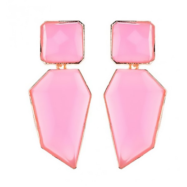 1 Pair Popular Women Lady Earrings Geometric Shape Pendant Delicate Jewelry (Pink)