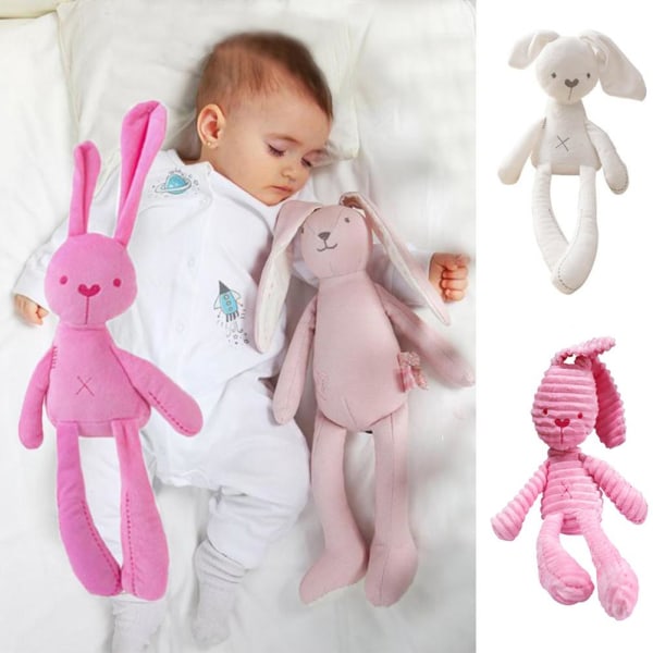 Söt djur kanin elefant björn plyschleksak baby barn komfort sovdocka rosa komfort kanin