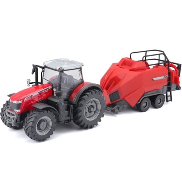 BBURAGO Massey Fergusson traktor + friktionssläp 1/43 FARM COLLECTION