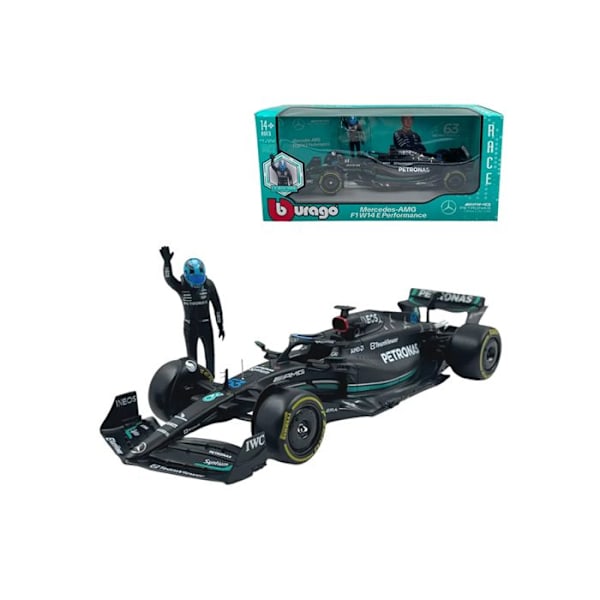 Miniatyrbil - Bburago - Mercedes AMG Petronas - George Russell - 1:24 - Svart Svart