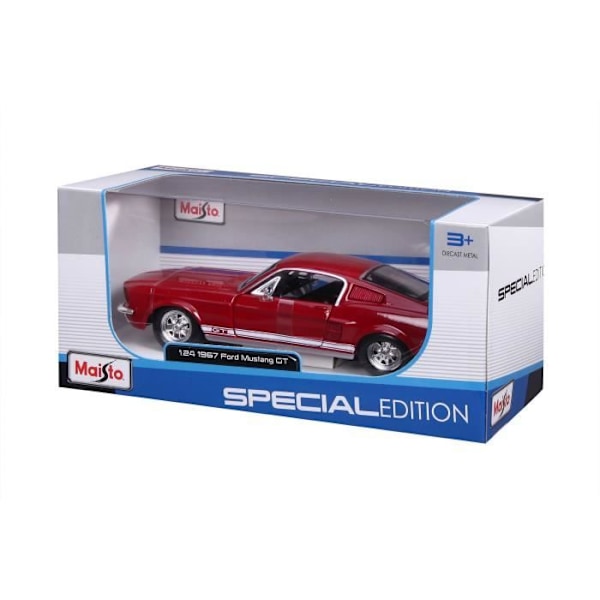 Maisto 1967 Ford Mustang GT 1/24:e skala metallbil - Röd