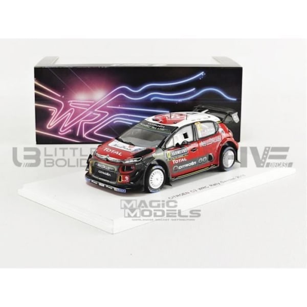 Miniature Collection Car - SPARK 1/43 - CITROEN C3 WRC - Mocka 2018 - Vit / Svart / Röd - S5965 Vit / Svart / Röd