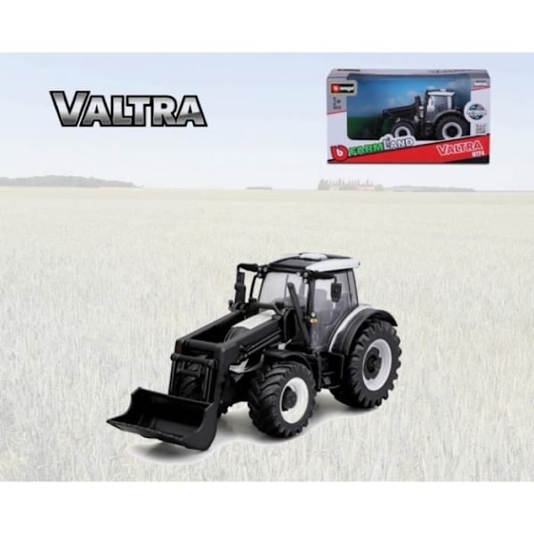 Monterade miniatyrer - Valtra Traktor med lastare - friktion 1/43 Burago