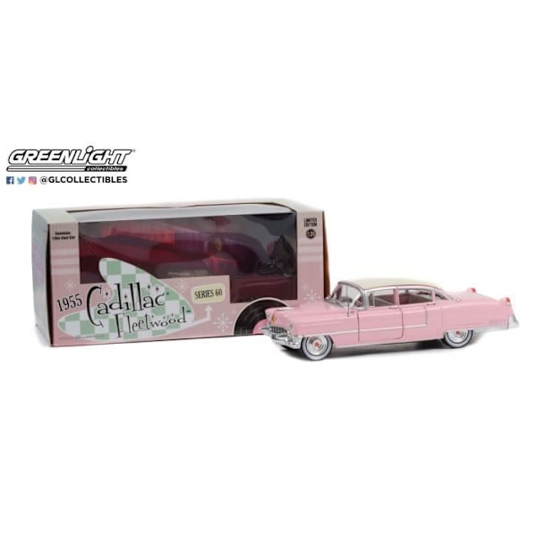 Monterade miniatyrer - Greenlight - Cadillac Fleetwood Series 60 - Rosa - Vitt tak - 1955 Rosa, Vit