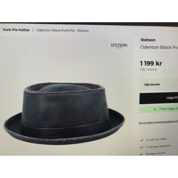 BILLIGAST PÅ NÄTET! M/56-57 Stetson hatt ODENTON PORKPIE hatt