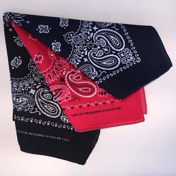 3-pack USA Rockabilly Bandanas Snusnäsdukar svart röd blå