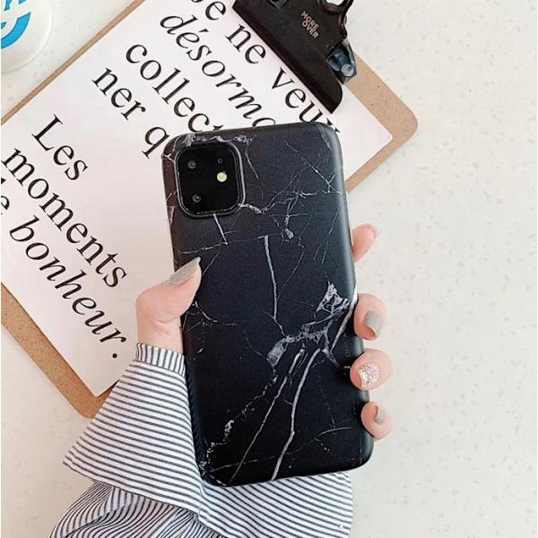 skal med svart marmor motiv  - iPhone 11 Svart