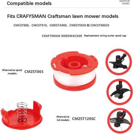 Passer til CMZST065CMZST120SC nylonsnelleklippehode. Klippetråd. Klippesnelle: 1,65 mm diameter. Antall sneller
