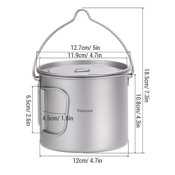 Titanium campinggryde med låg og foldbare håndtag til camping og trekking