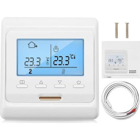 Programmerbar LCD-termostat 16 A 230 V til gulvvarme. Med temperaturregulator.