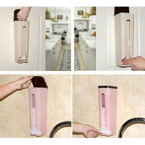 Veggmontert søppelposeløser. Handleposebeholder. Søppelposeorganisator. Plastposeholder