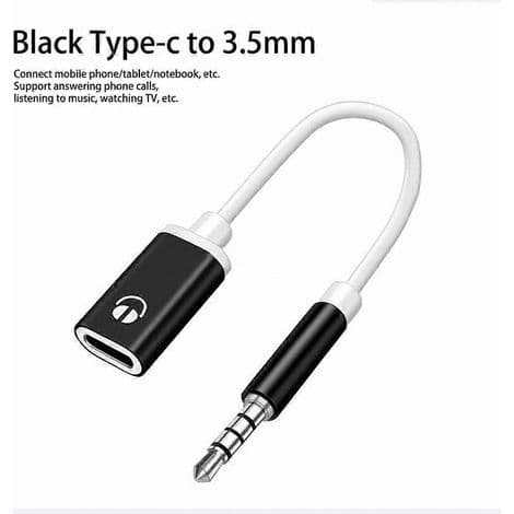 3,5 mm uros pyöreä analoginen kuulokesovitin USB-C naaras -sovittimeen. Litteä. S5J7