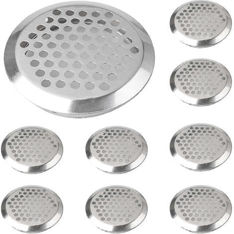 Förpackning med 30 runda ventilationsgaller i rostfritt stål, 53 mm