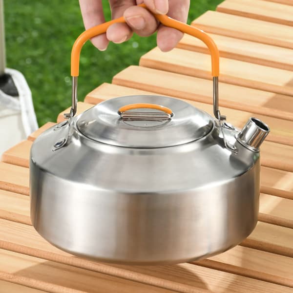 Campingkedel 1L Rustfrit Stål 304 Multifunktionel til Te, Kaffe, Udendørs Rejser