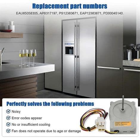 Fordamperventilator motor samling til EAU63923603 og EAU65058305 AP6317197 køleskabe