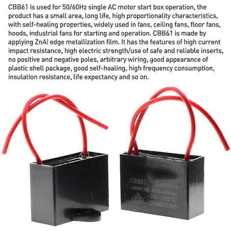 CBB61 1,5 µF/450 V ventilatorstartkondensator