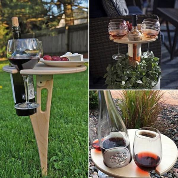 Rundt Mini Sammenleggbart Vintable for Piknik og Utendørs Camping