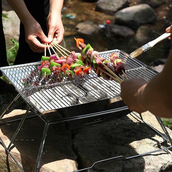 Sammenklappelig grill i rustfrit stål til camping, backpacking og udendørs aktiviteter