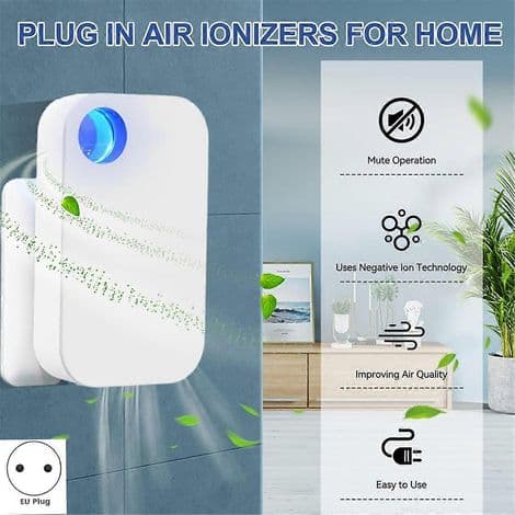 Plug-in joniska luftrenare för hemmet. Bärbara och tysta luftjonisatorer för hemmet.