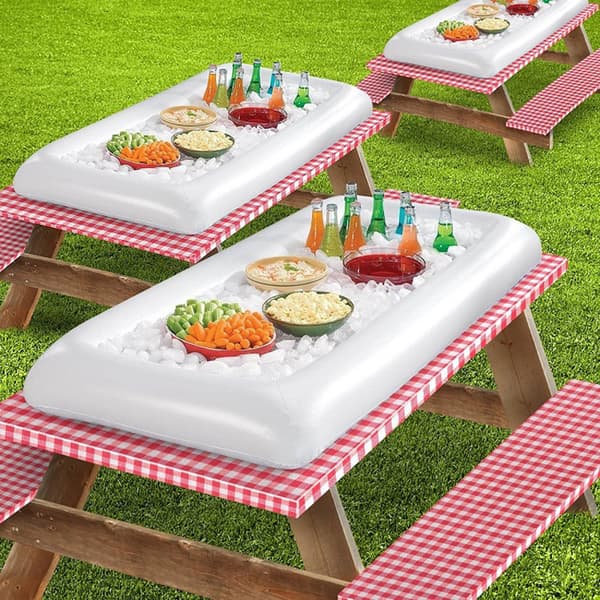 Oppblåsbart isserveringsbord for buffeter med avløpsplugg - Ideelt for bassengfester og grilling