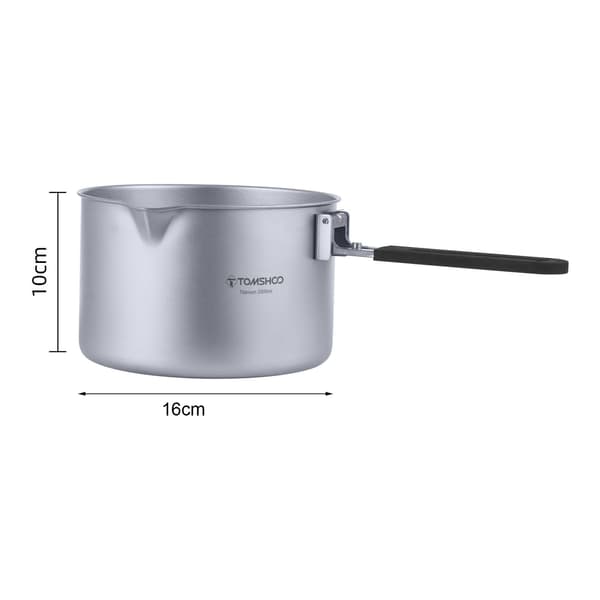 Bärbar 2L Titanium Campinggryta med Vikbart Handtag och Lock - Utomhusköksutrustning