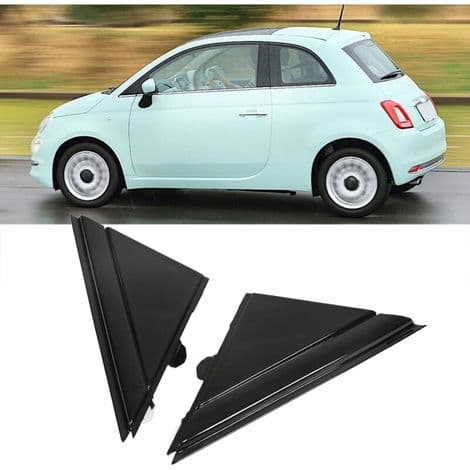Sidespejlsdæksel - Trekantet Trim ABS - Til Fiat 500 2012-2017 - Højglans Sort - Sæt med 2