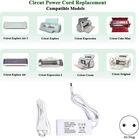 18V 3A AC-adapteri Cricut Explore Air 2, Expression 2, Personal Expression Create ja Mini -laitteille