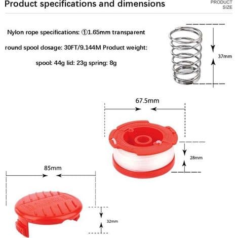Passer til CMZST065CMZST120SC nylonsnelleklippehode. Klippetråd. Klippesnelle: 1,65 mm diameter. Antall sneller