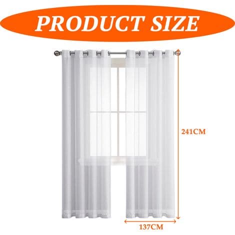 Gardin - 140 x 235 cm - Lin-look - Maljer - Halvtransparent - Stue - Sett med 2