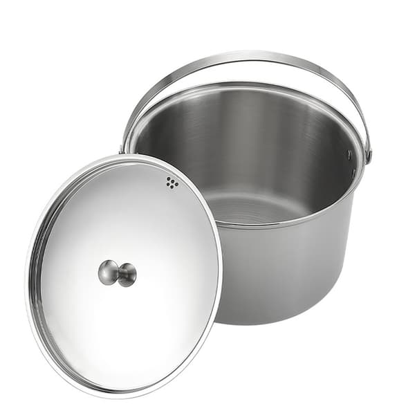 Bärbar campingriskokare med fällbart handtag, rostfritt stål, 5,9L, multifunktionell