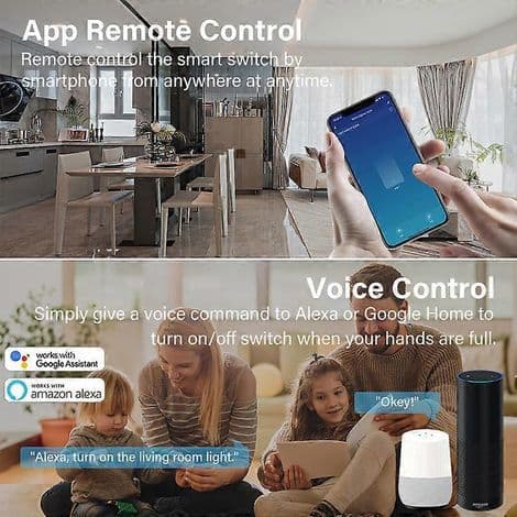 Tuya Zigbee/WiFi smart switch med energimonitor. 16A tovejs afbryder. Smart Life