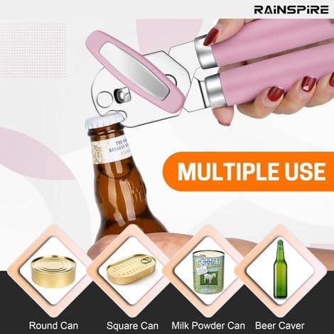 Dåseåbner i rustfrit stål. Multifunktionel dåseåbner. Dåseåbner i rustfrit stål. Pink
