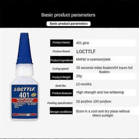 x 20 ml flasker Loctite 401 Instant Fast Lim. Super stærk multifunktionslim. Ultra-resistent farveløs flydende lim.