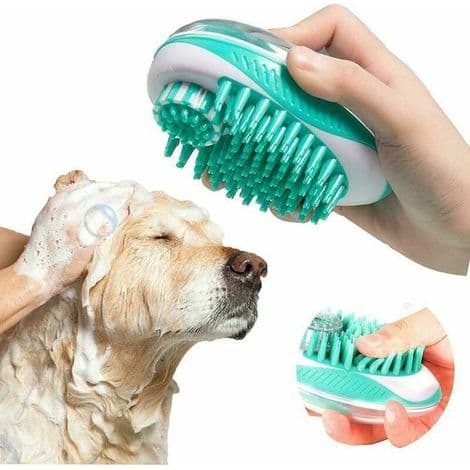 2-i-1 kæledyrsmassagebørste. Shampoo-dispenser til kæledyrspleje. Hår i