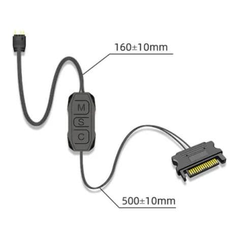 AR-1 5V 3-bens ARGB LED-controller - 15-bens SATA-strømforsyning - RGB LED-strip-controller til blæser
