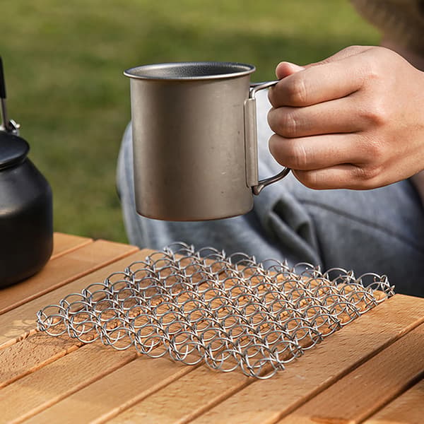 Varmeisoleret gryde- og kopholder i rustfrit stål til picnics og camping