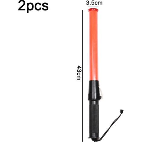 Trafikkbatong - 43 Cm - LED Varsellys - For Trafikkontroll Og Nødevakuering - 2 Stykker