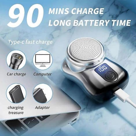 Mini bærbar USB vanntett elektrisk barbermaskin for menn