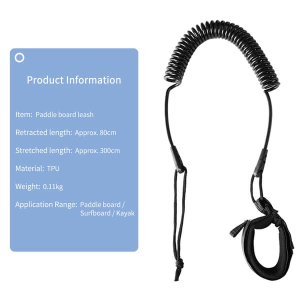 Elastisk håndledsrem til paddleboard 10ft SUP surfbræt leash med anti-korrosionsforbindelse og blød justering