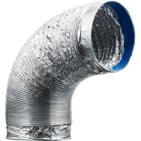 Afløbsrør i aluminium - 150 mm diameter - 3 m længde - Til aircondition og drivhuse - Med 2 slangeklemmer