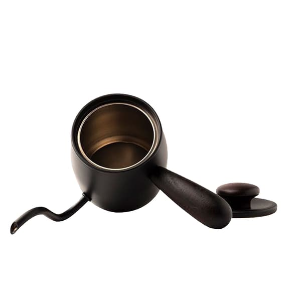 Sort 350 ml Svansehalskedel, 304 Rustfrit Stål, med Låg til Manuel Drypkaffe