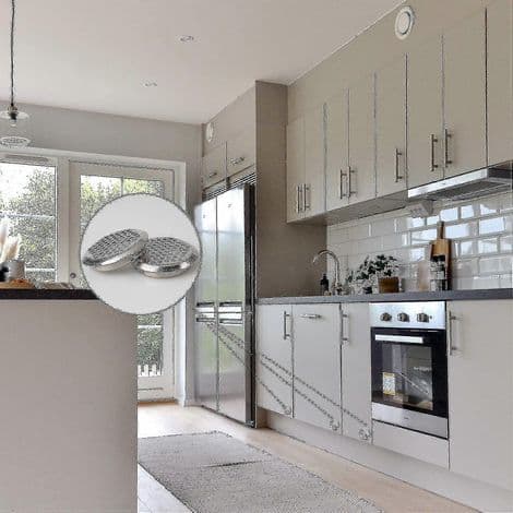 Förpackning med 30 runda ventilationsgaller i rostfritt stål, 53 mm